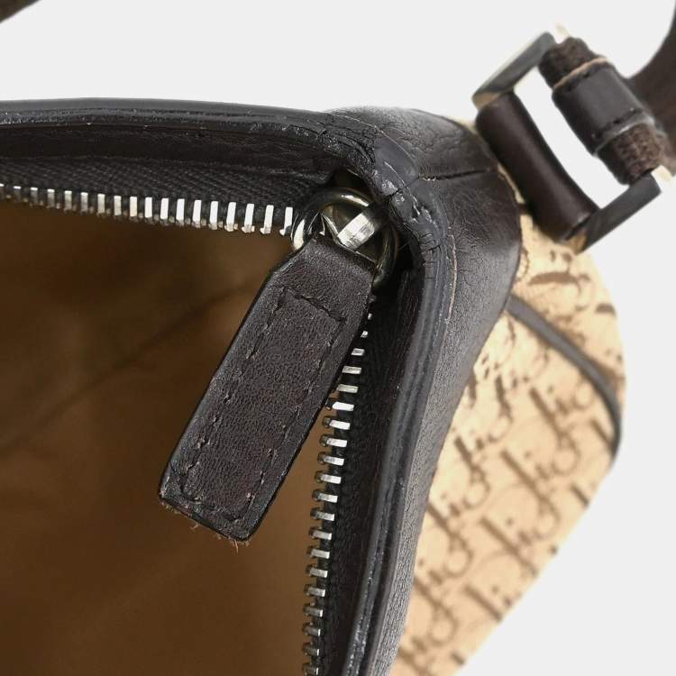 Pre Owned Dior Trotter Beige Canvas Shoulder Bag