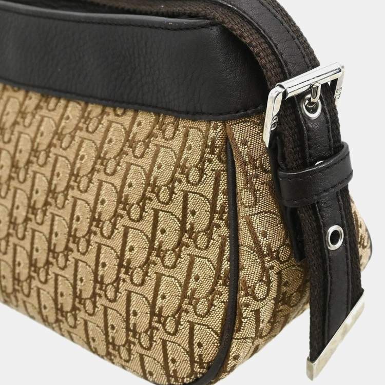 Pre Owned Dior Trotter Beige Canvas Shoulder Bag
