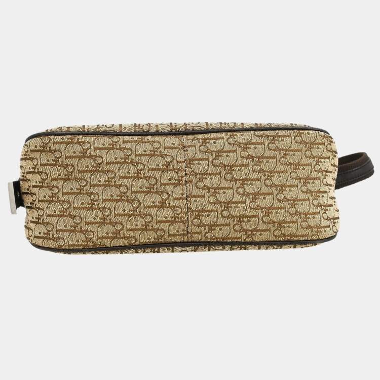 Pre Owned Dior Trotter Beige Canvas Shoulder Bag