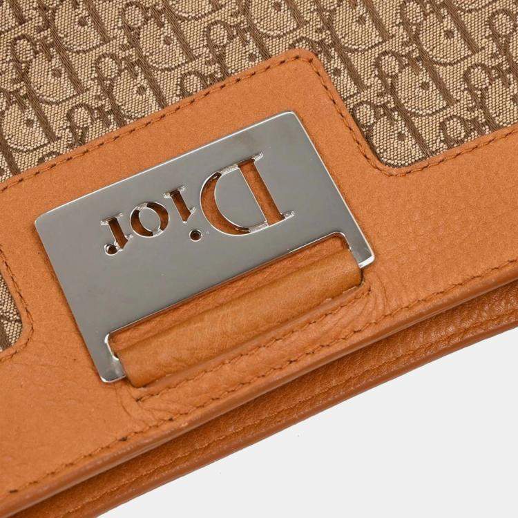 Pre Owned Dior Trotter Beige Canvas Shoulder Bag