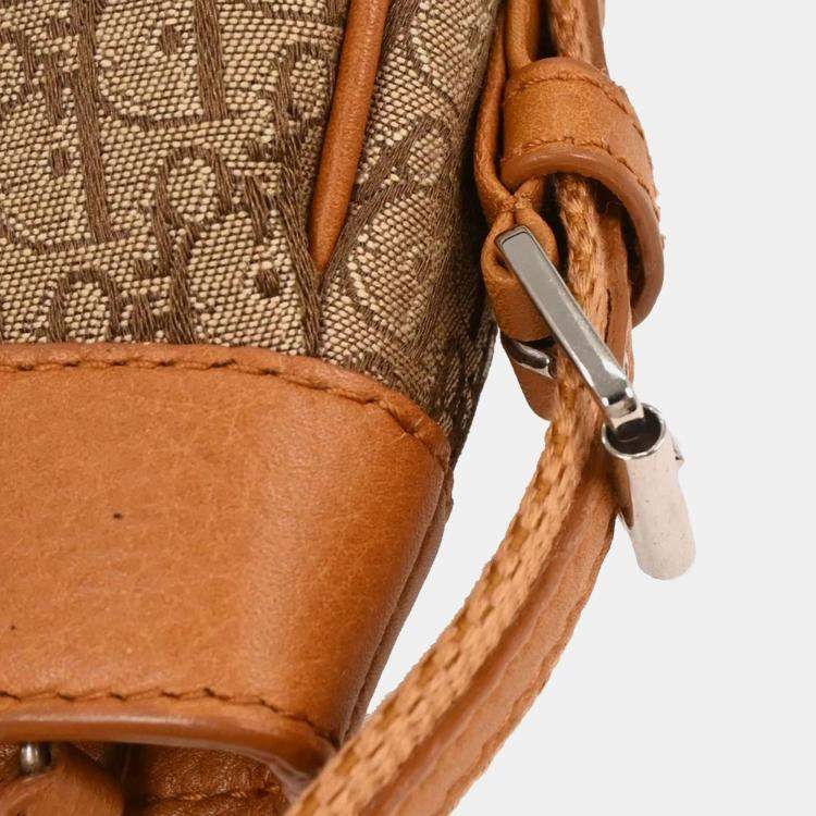 Pre Owned Dior Trotter Beige Canvas Shoulder Bag