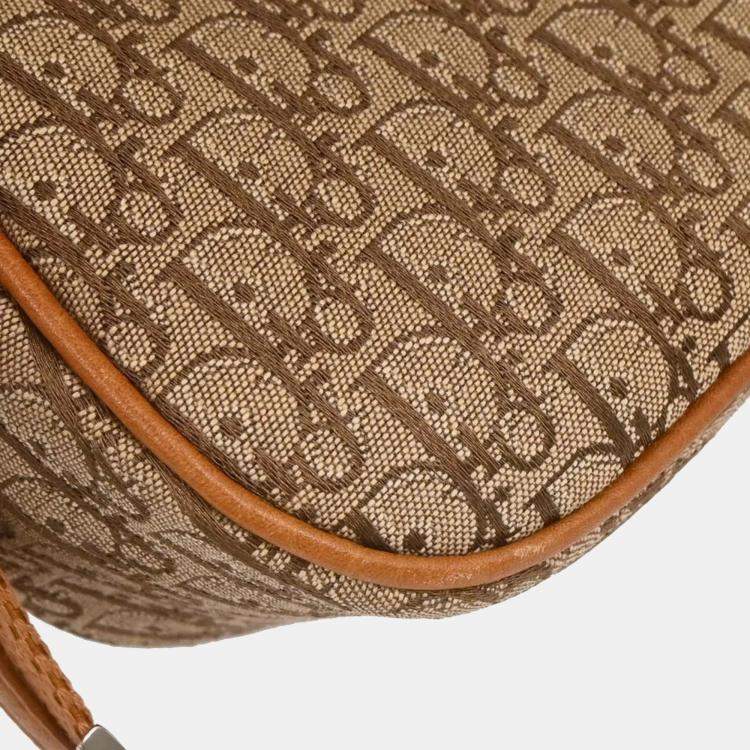 Pre Owned Dior Trotter Beige Canvas Shoulder Bag