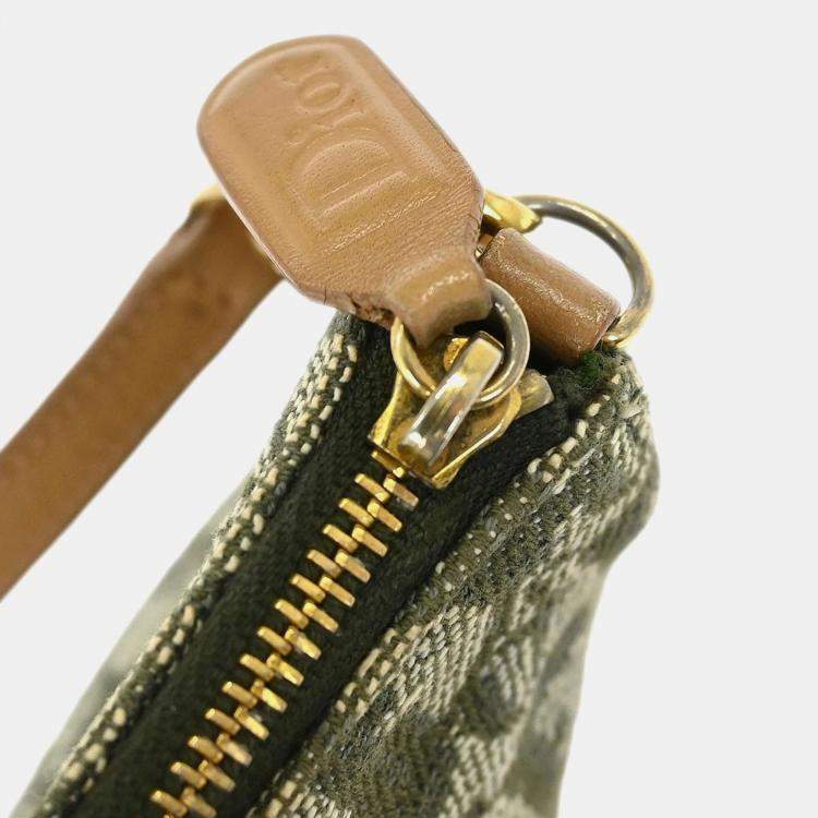 Pre Owned Dior Trotter Saddle Green Canvas Bag