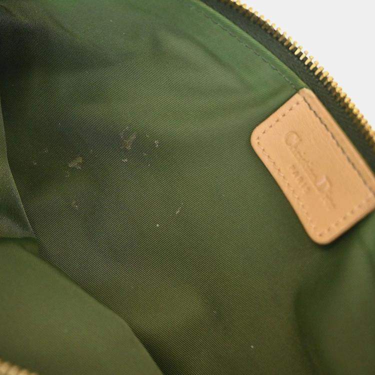 Pre Owned Dior Trotter Saddle Green Canvas Bag