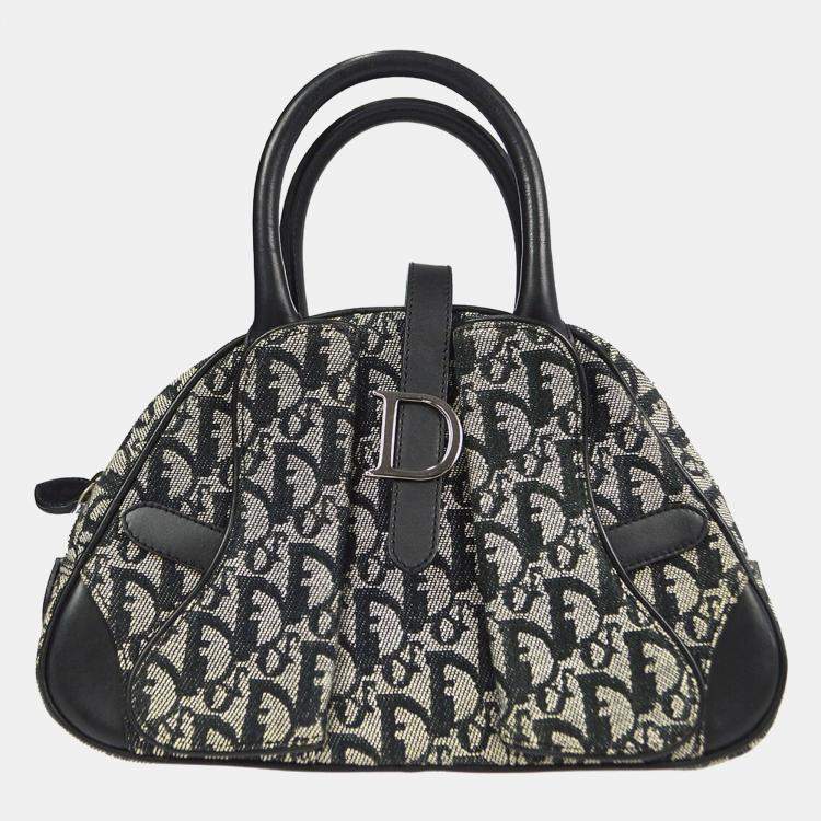Pre Owned Dior Trotter Black Canvas Shoulder Bag