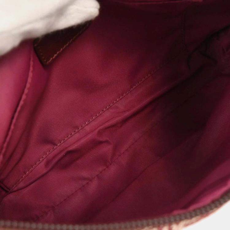 Pre Owned Dior Trotter Bordeaux Canvas Shoulder Bag