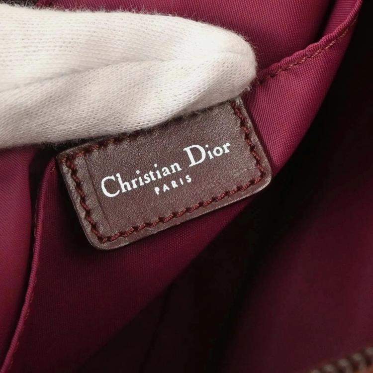 Pre Owned Dior Trotter Bordeaux Canvas Shoulder Bag