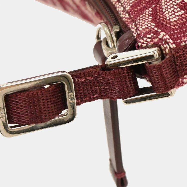 Pre Owned Dior Trotter Bordeaux Canvas Shoulder Bag