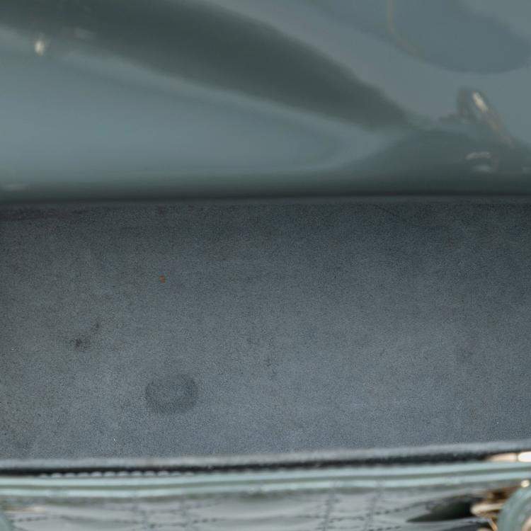 Pre Owned Dior Light Blue Medium Patent Cannage Lady Dior