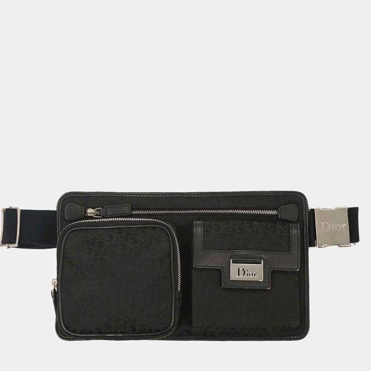 Pre Owned Dior Trotter Street Chic Black Trotter Canvas Belt Bag