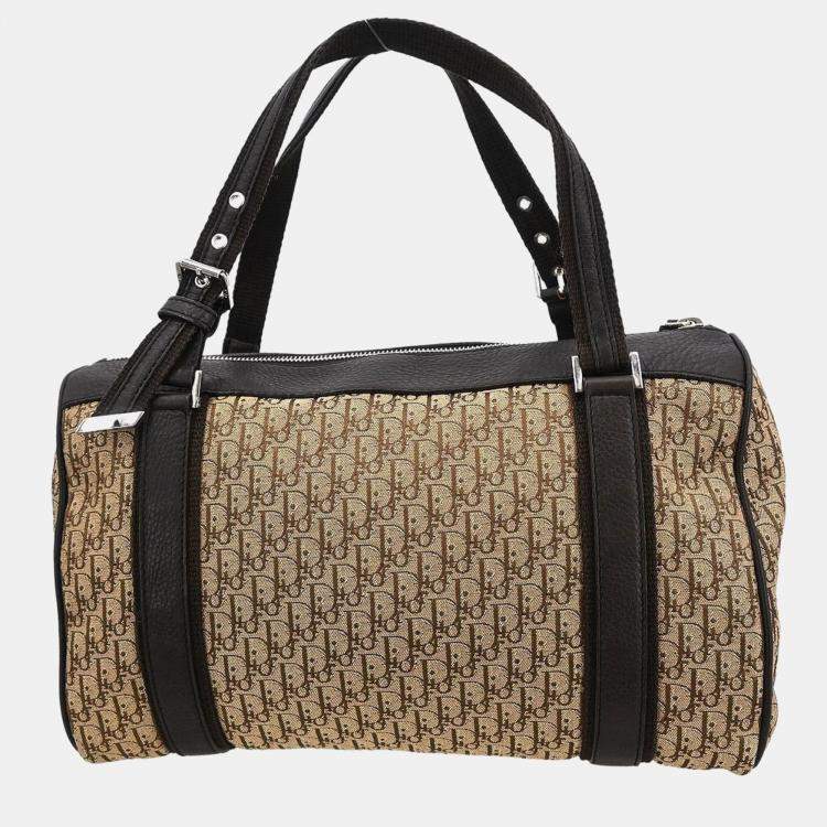 Pre Owned Dior Trotter Beige Canvas Shoulder Bag