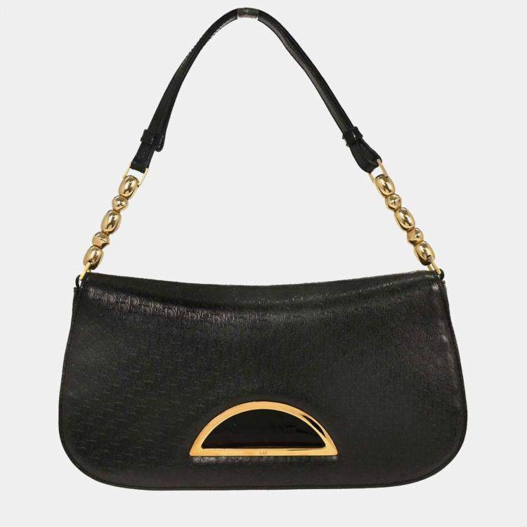 Pre Owned Christian Dior Trotter Malice Gray Jacquard Canvas Top Handle Bag