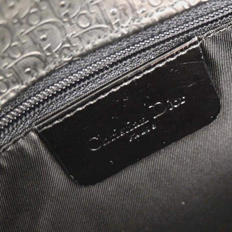 Pre Owned Christian Dior Trotter Malice Gray Jacquard Canvas Top Handle Bag