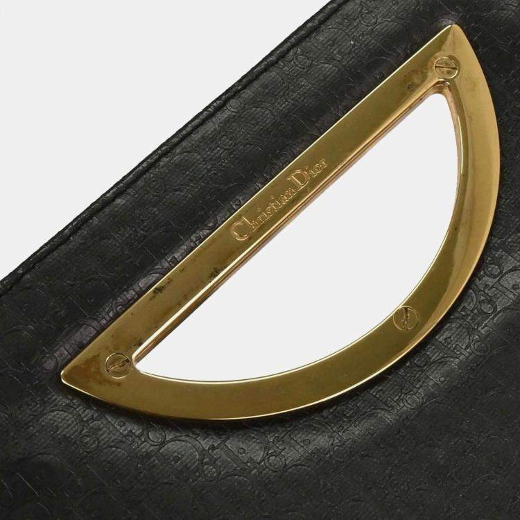 Pre Owned Christian Dior Trotter Malice Gray Jacquard Canvas Top Handle Bag