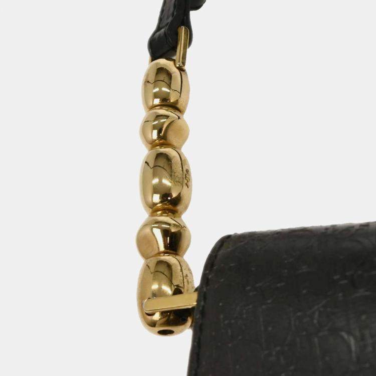 Pre Owned Christian Dior Trotter Malice Gray Jacquard Canvas Top Handle Bag