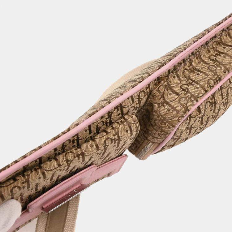 Pre Owned Dior Street Chic Beige Pink Trotter Canvas Bum Bag