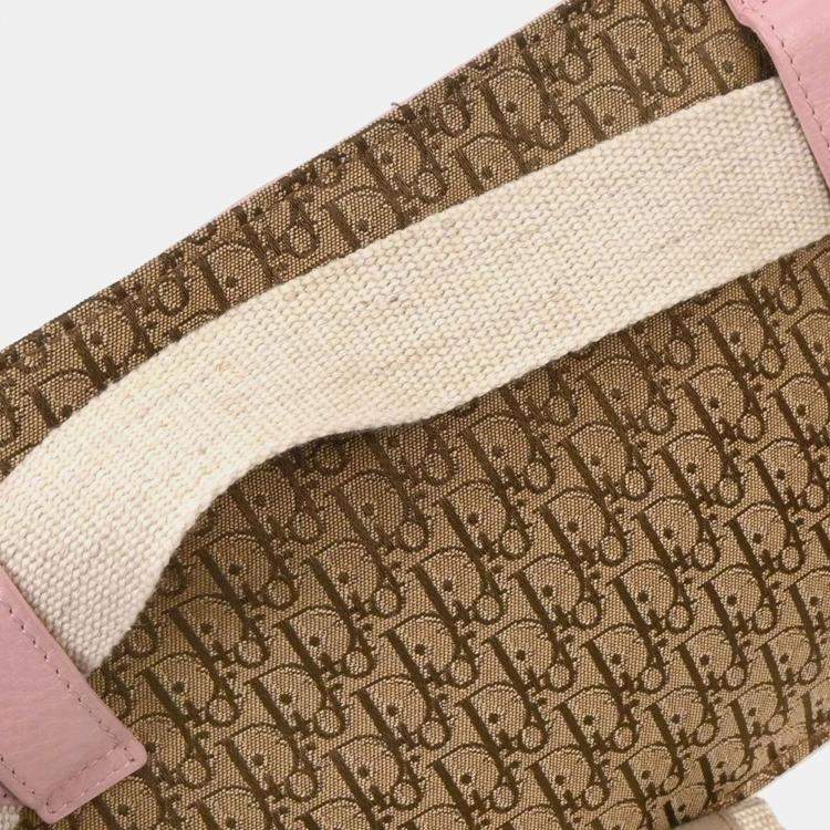 Pre Owned Dior Street Chic Beige Pink Trotter Canvas Bum Bag
