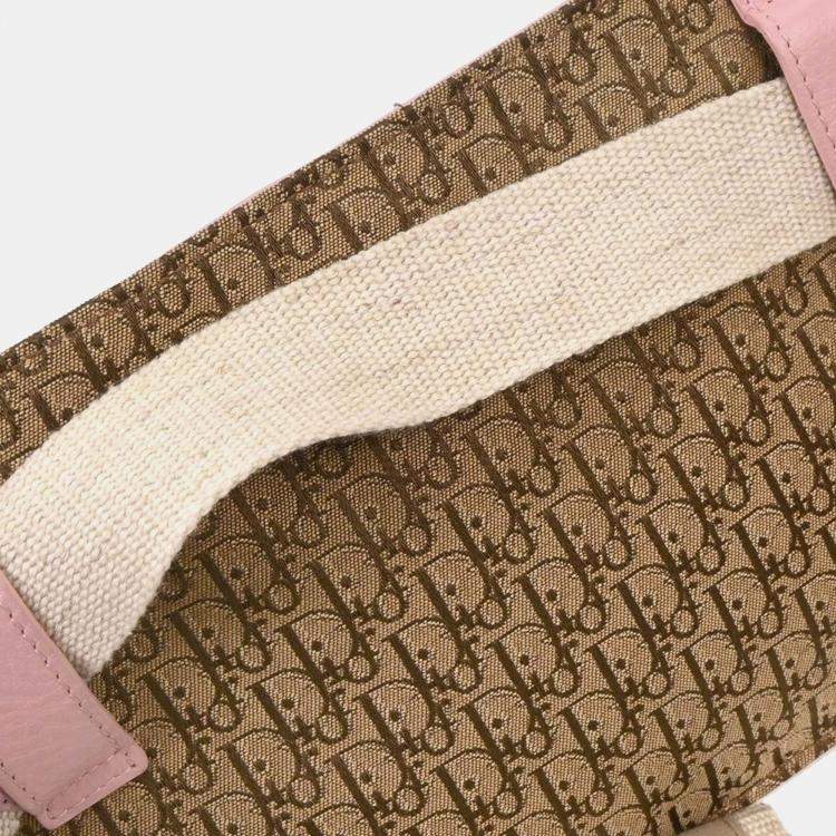 Pre Owned Dior Street Chic Beige Pink Trotter Canvas Bum Bag