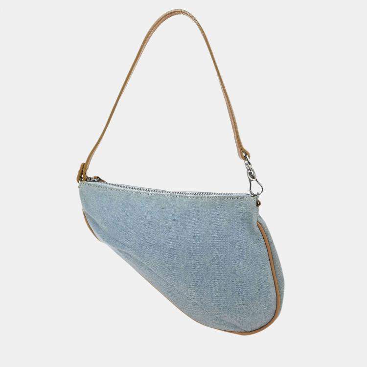 Pre Owned Dior Saddle Blue Denim Bag