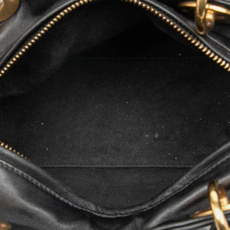 Pre Owned Dior Black Medium Lambskin Cannage Studded Supple Lady Dior