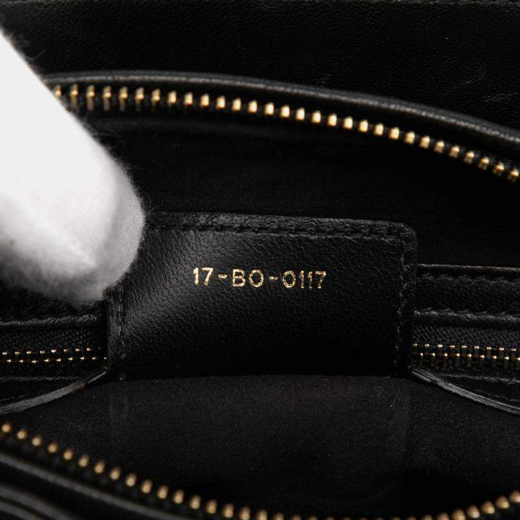 Pre Owned Dior Black Medium Lambskin Cannage Studded Supple Lady Dior