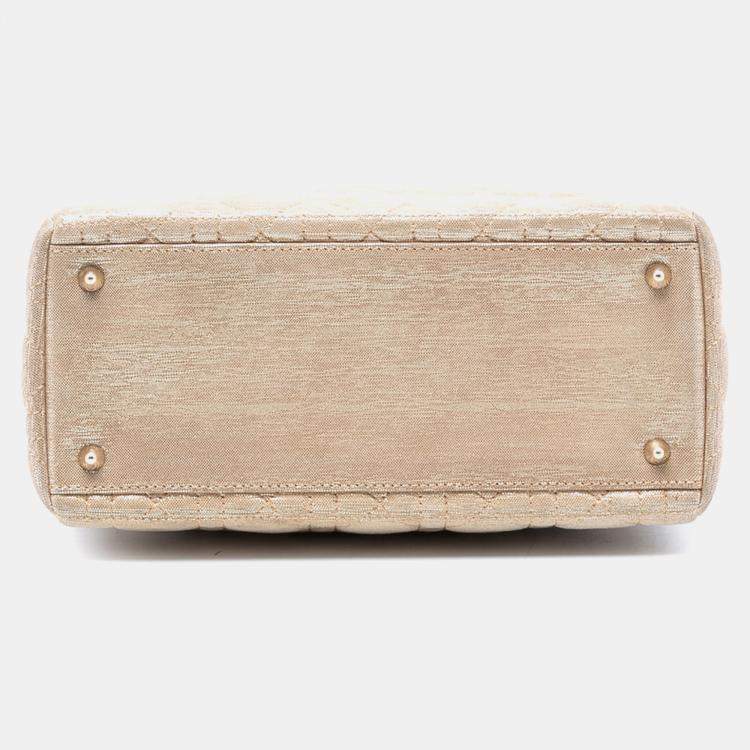 Pre Owned Dior Gold Medium Iridescent Lambskin Cannage Lady Dior