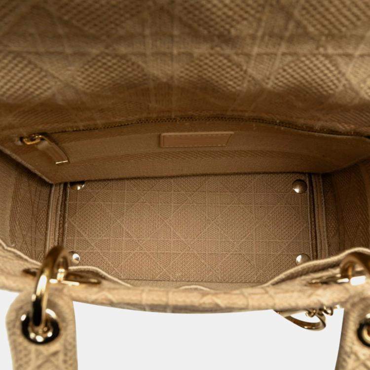 Pre Owned Christian Dior Dior Lady Dee-Lite Handbag/Shoulder Bag 2-Way Beige Canvas