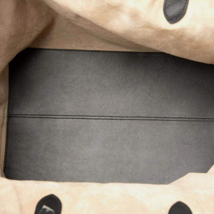 Pre Owned Dior Toujours Large Beige Black Canvas Leather Tote Bag