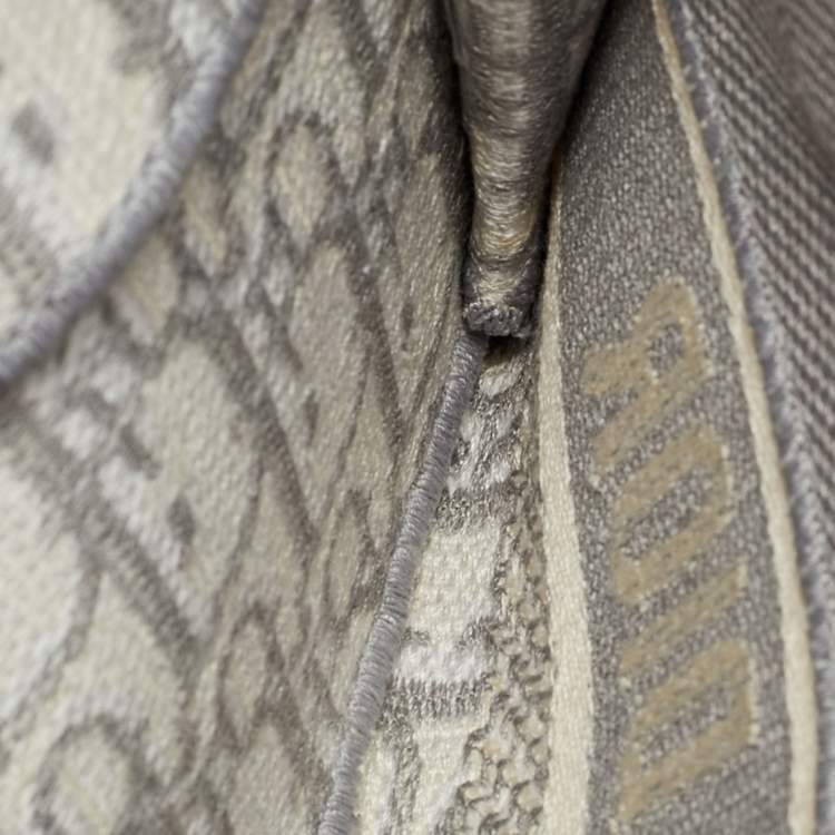 Pre Owned حقيبة حزام ديور سادل قماش أوبليك رمادي/أبيض