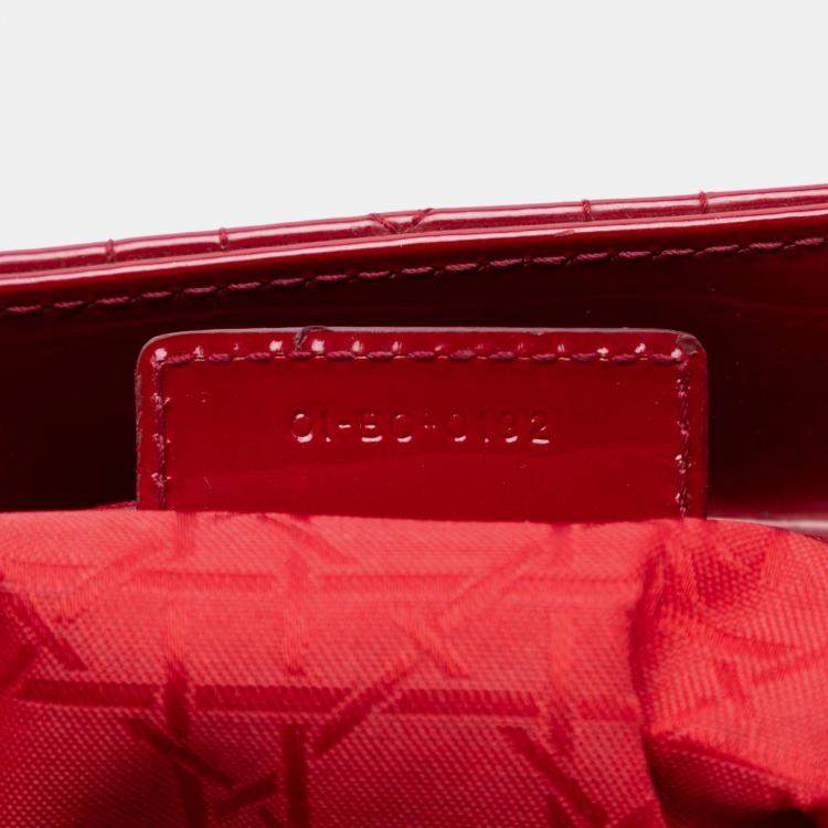 Pre Owned Dior Red Large Patent Cannage Lady Dior