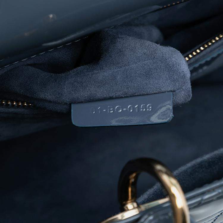 Pre Owned Dior Blue Medium Patent Cannage Lady Dior
