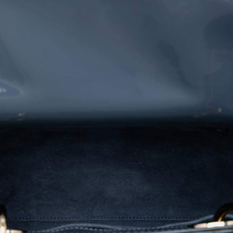 Pre Owned Dior Blue Medium Patent Cannage Lady Dior