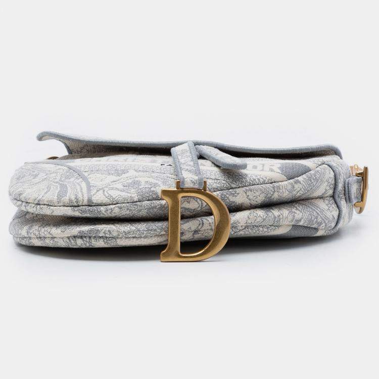 Pre Owned Dior Canvas Embroidered Toile de Jouy Saddle Bag
