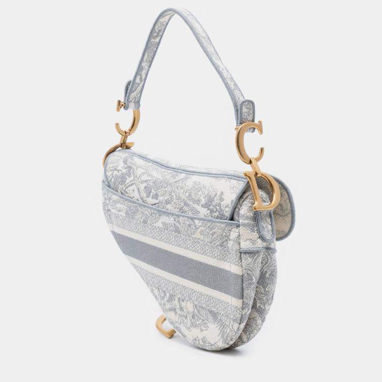 Pre Owned Dior Canvas Embroidered Toile de Jouy Saddle Bag
