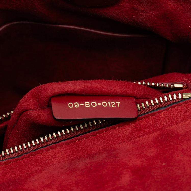 Pre Owned Dior Red Medium Studded Calfskin Lady Dior