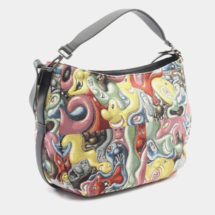 Pre Owned Dior Kenny Scharf Soft Saddle Multicolor Canvas Shoulder Bag