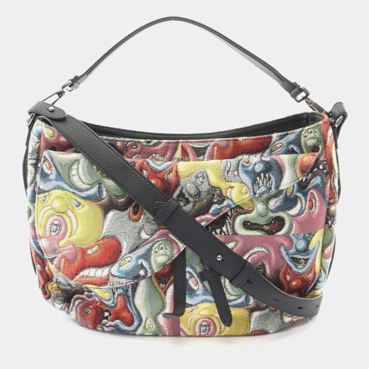 Pre Owned Dior Kenny Scharf Soft Saddle Multicolor Canvas Shoulder Bag