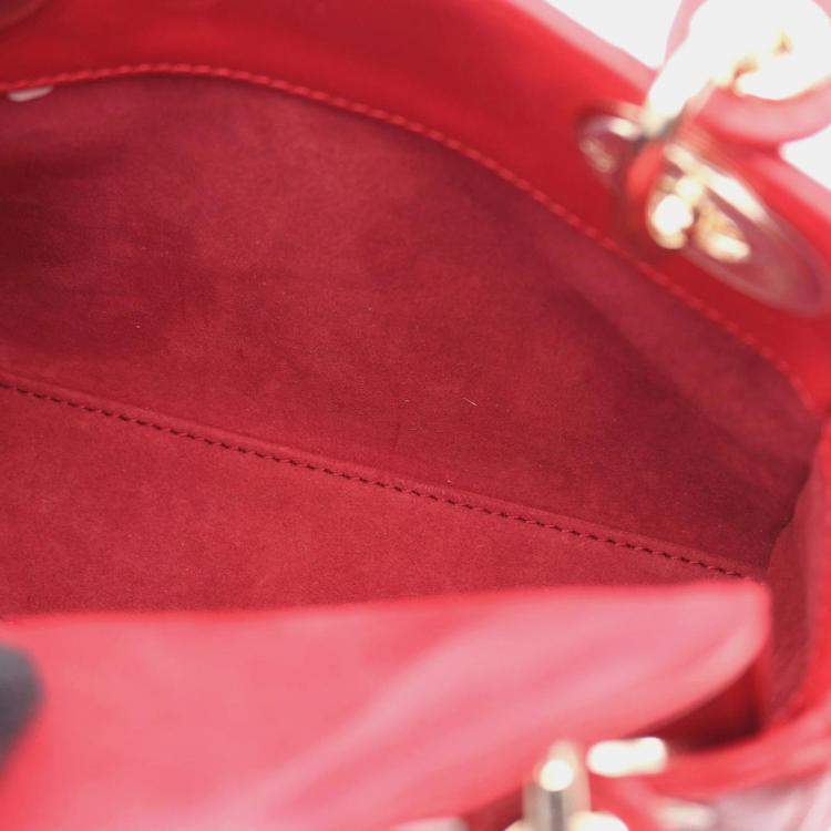 مملوكة مسبقًا Dior Lady Dior Mini Red Leather Tote Bag