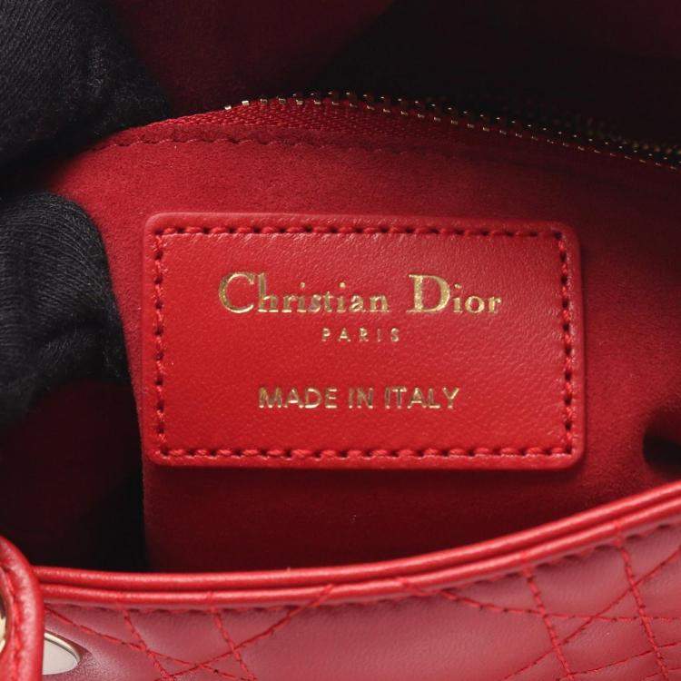 مملوكة مسبقًا Dior Lady Dior Mini Red Leather Tote Bag
