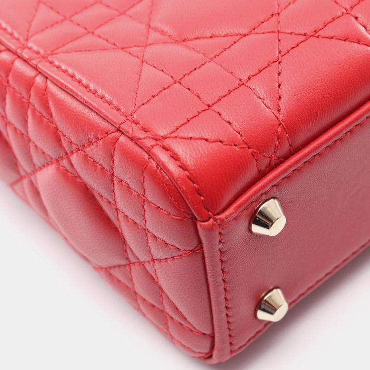 مملوكة مسبقًا Dior Lady Dior Mini Red Leather Tote Bag