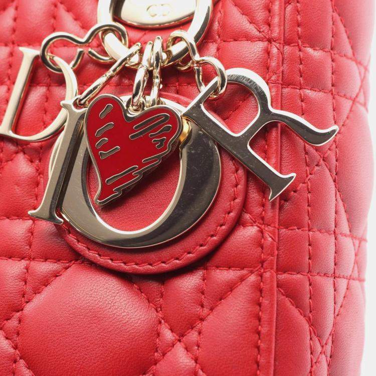 مملوكة مسبقًا Dior Lady Dior Mini Red Leather Tote Bag