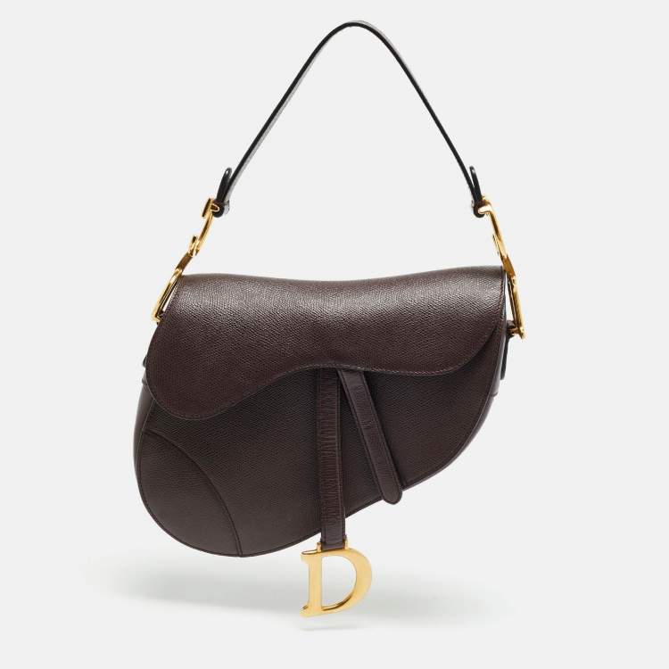 Pre Owned Dior Saddle Burgundy Leather Bag