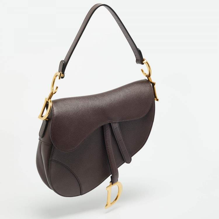 Pre Owned Dior Saddle Burgundy Leather Bag