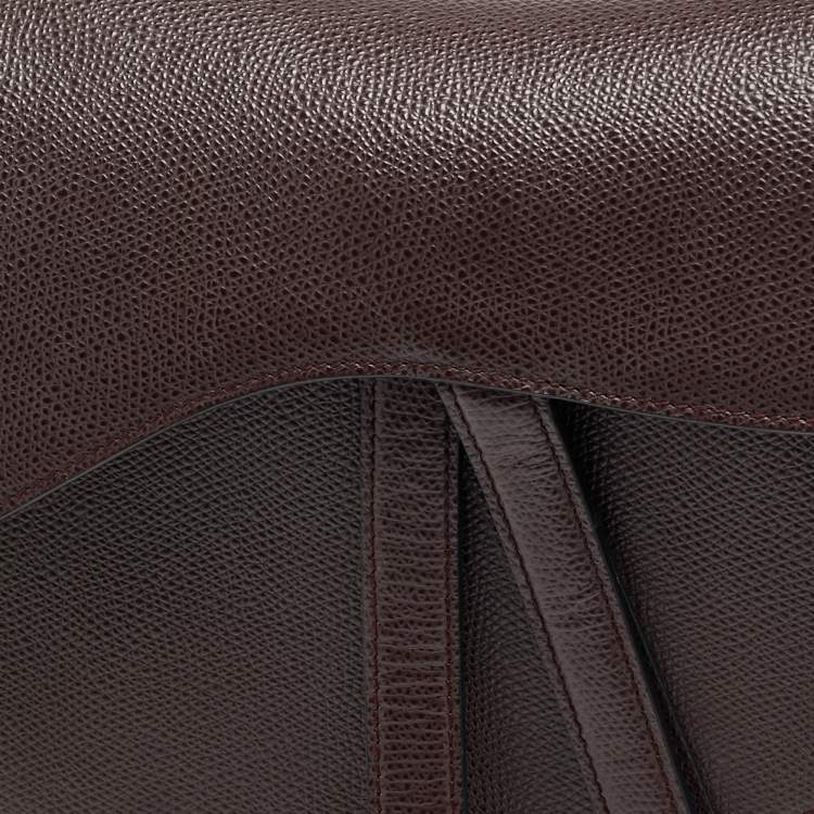 Pre Owned Dior Saddle Burgundy Leather Bag