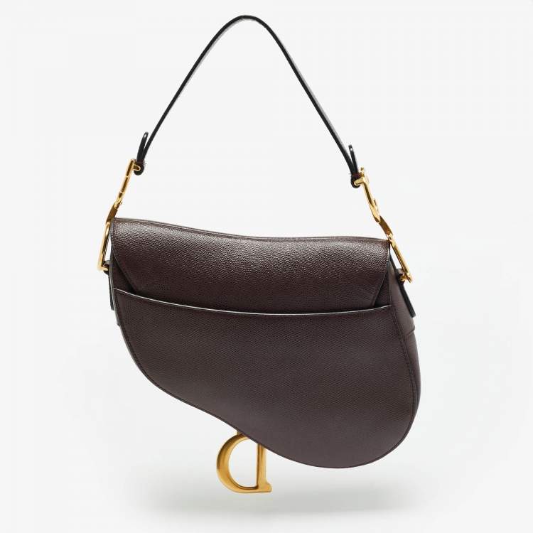 Pre Owned Dior Saddle Burgundy Leather Bag