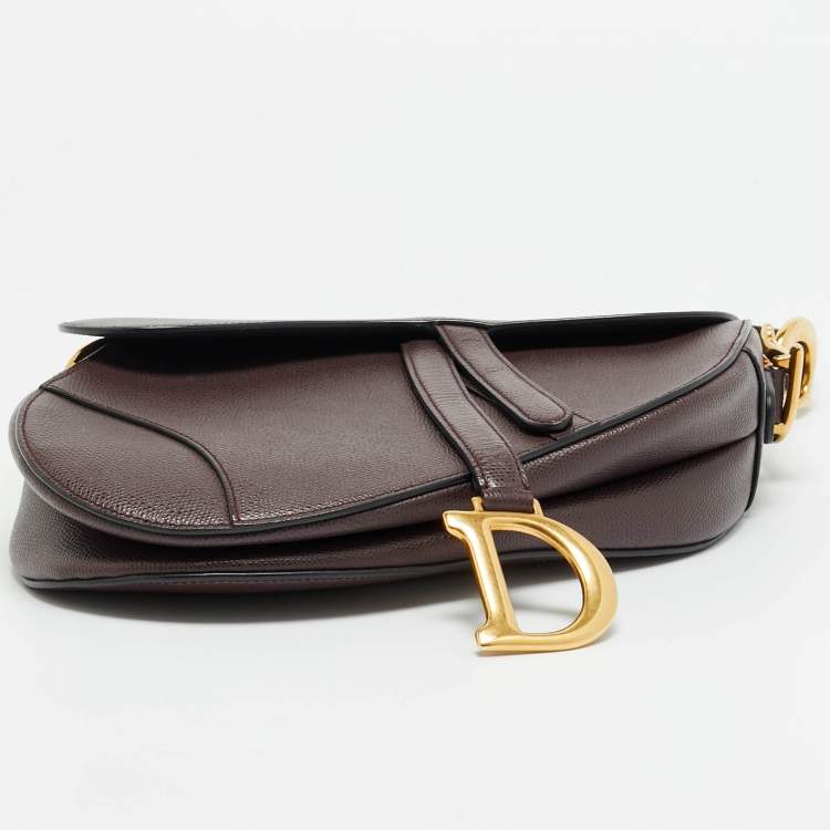 Pre Owned Dior Saddle Burgundy Leather Bag