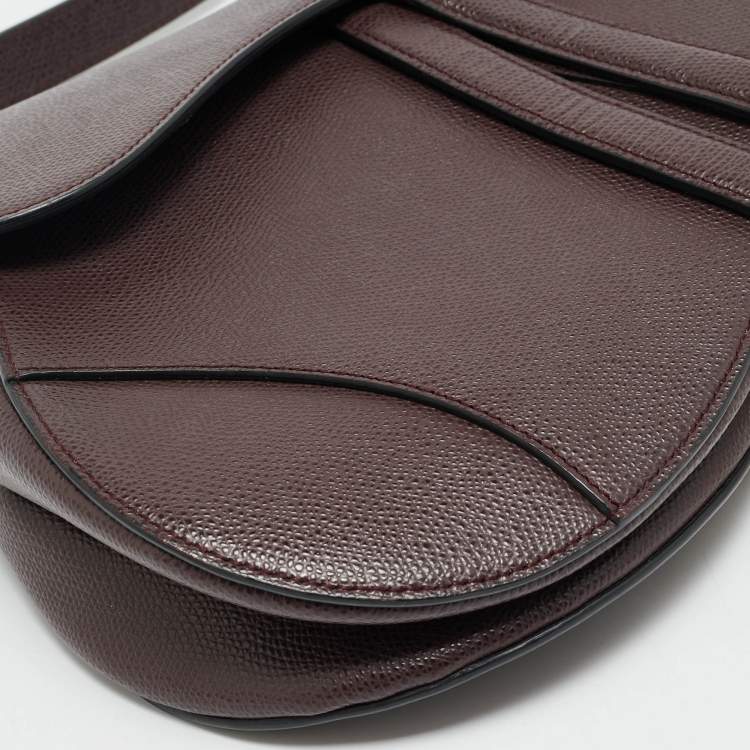 Pre Owned Dior Saddle Burgundy Leather Bag