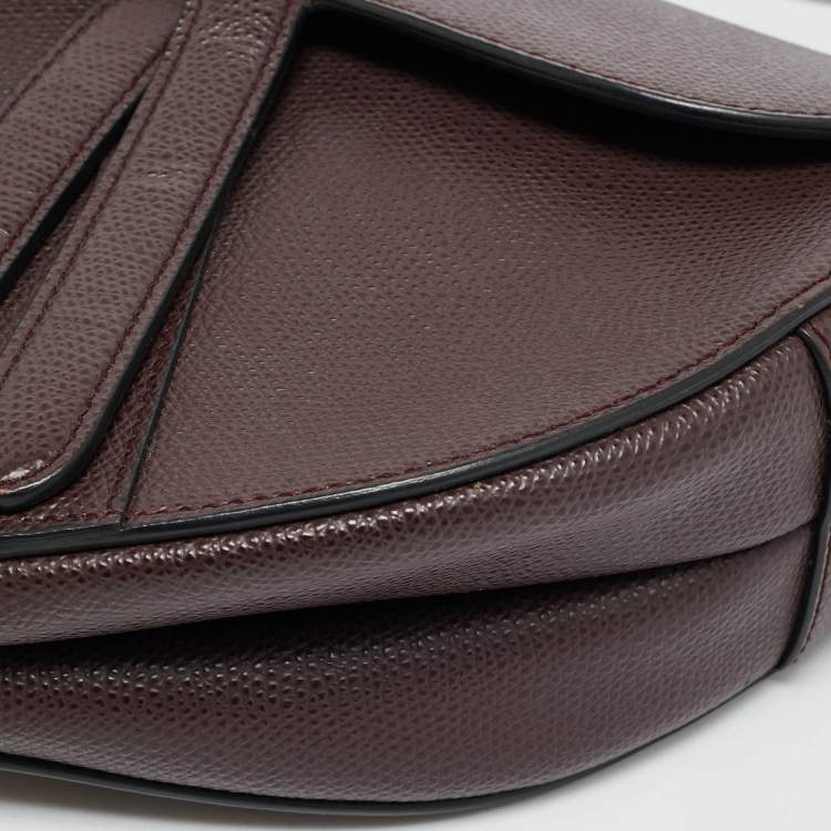 Pre Owned Dior Saddle Burgundy Leather Bag