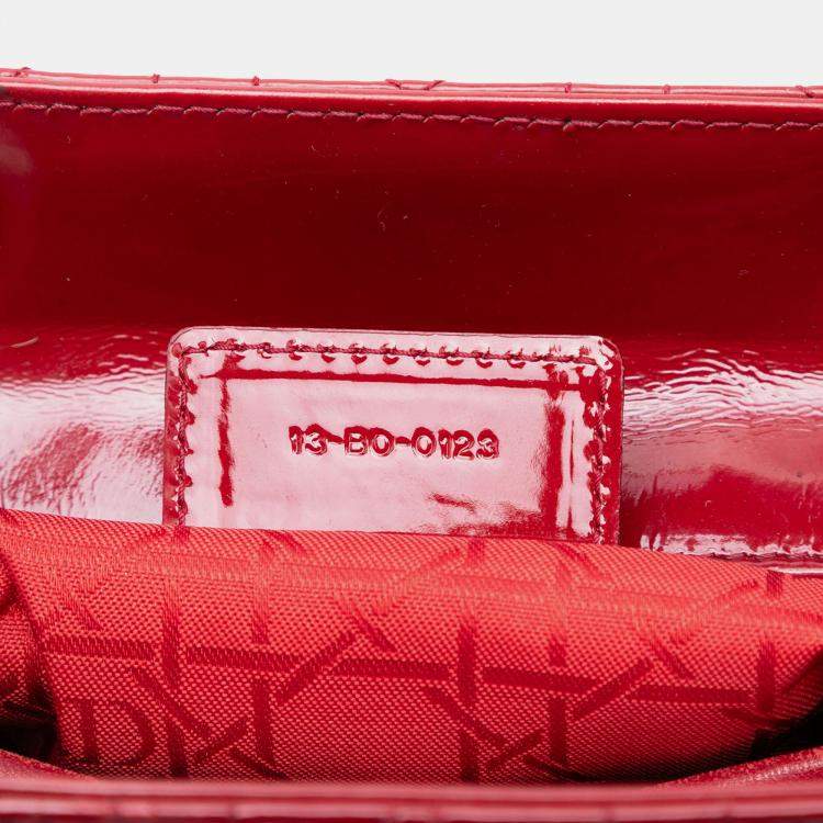 Pre Owned Dior Red Medium Patent Cannage Lady Dior
