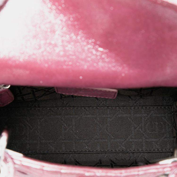 Pre Owned Dior Pink Mini Iridescent Lambskin Cannage Lady Dior